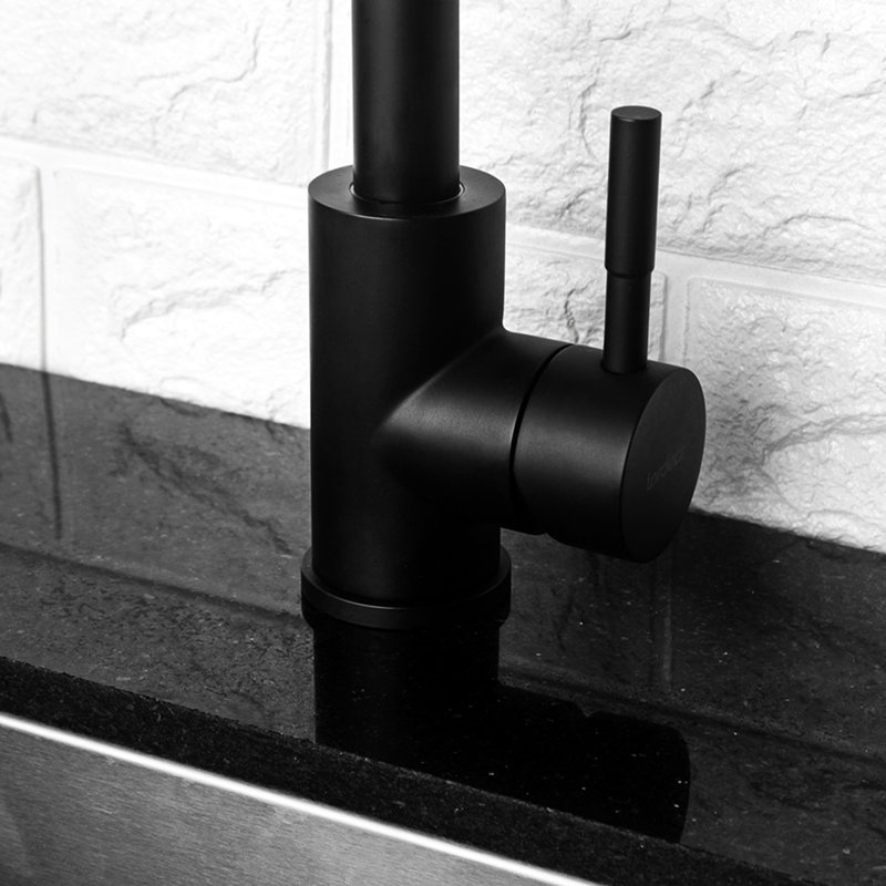 Matte Black Kitchen Sink Faucet With Single Handle - 304 Stainless Steel Construction, 360 Rotatable Spout, Rust And Corrosion , Easy Daily Cleaning, Simple Installation, 1.75 Gpm Max Flow, Includes