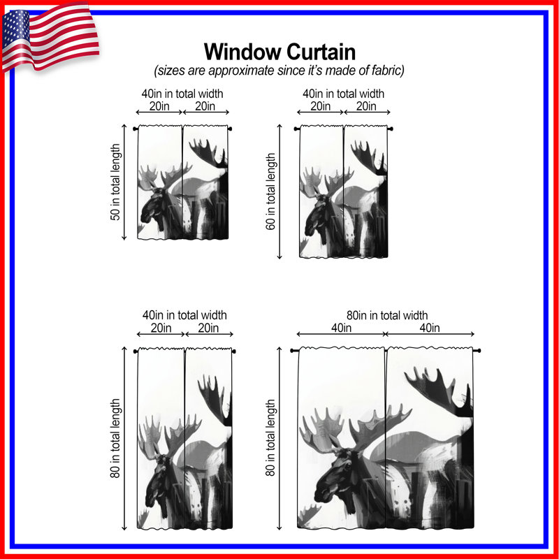 Rideaux obscurcissant noir et blanc Moose, 112 po x 78 po - 2 panneaux, Obscurcissement de chambre