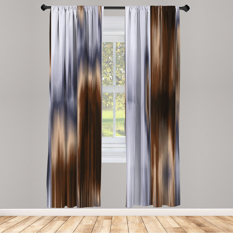 Chocolate and Blue Ombre Light-Filtering Microfiber Curtain Panels, 28" x 63", Set of 2