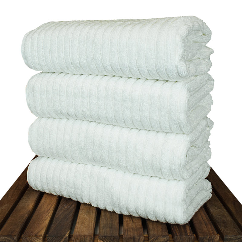Serviette de bain en coton Metivier, Blanc