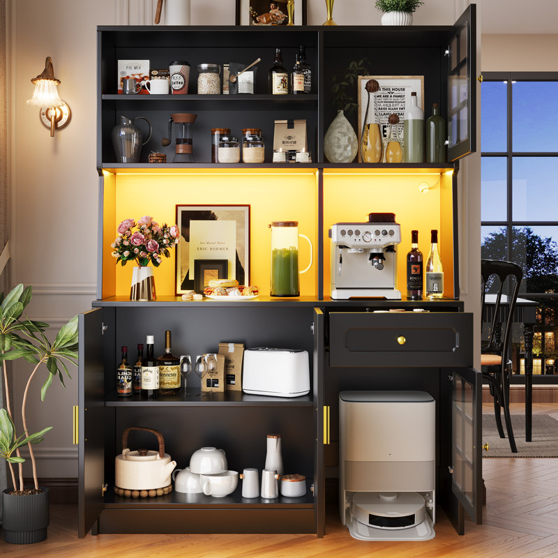 180cm Kitchen Pantry, Black