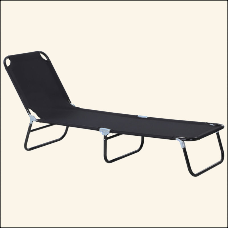 Folding Chaise Lounge Pool Chairs, Outdoor Sun Tanning Chairs, Reclining Back, Steel Frame & Breathable Mesh For Beach, Yard, Patio