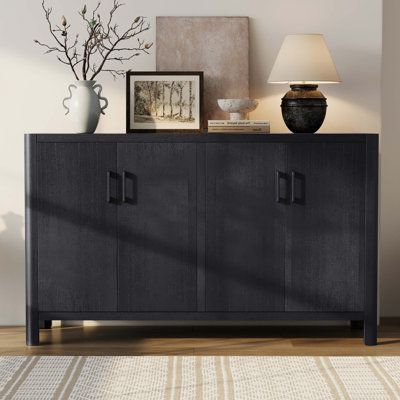 Mirod Farmhouse Style 4-Door Cabinet, Accent Cabinet with Metal Handles