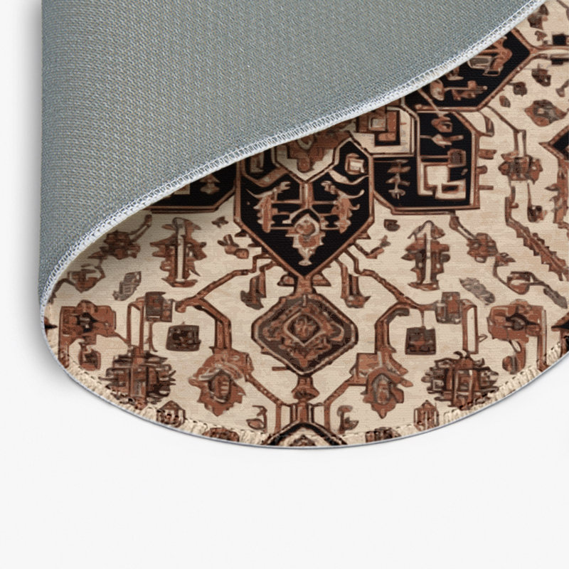 Tapis d'intérieur et d'extérieur brun Persian, Rond 5 pi