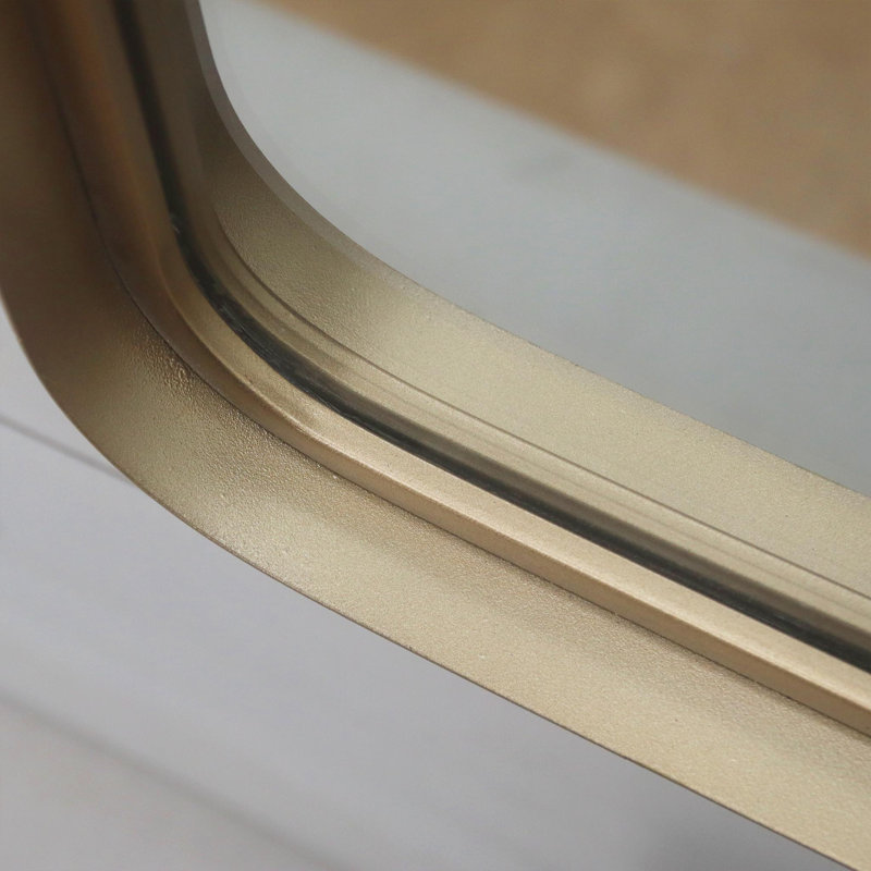 Rectangular Metal Wall Mirror with Rounded Corner