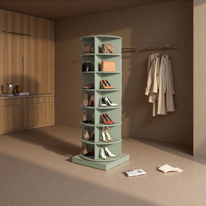 360 Rotating Shoe Cabinet 7 Layers, Green, 7
