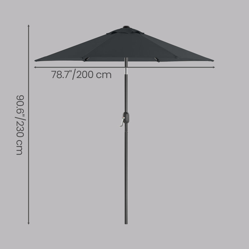 2.1 M Garden Parasol Umbrella, 200cm W x 200cm D, Grey