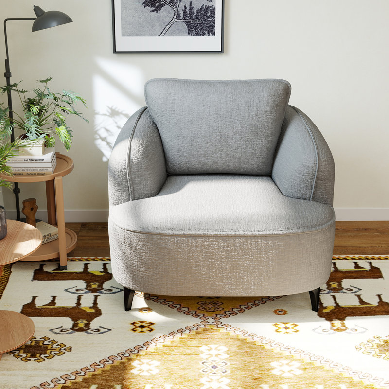 35" Compression Metal Leg Accent Chair - Compressed Chenille Memory Foam Lounge Chair For Living Room & Bedroom