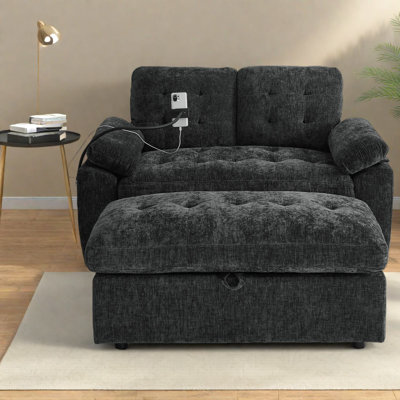 Canapé inclinable moderne double, tissu chenille, conception multifonctionnelle pour la détente à la maison