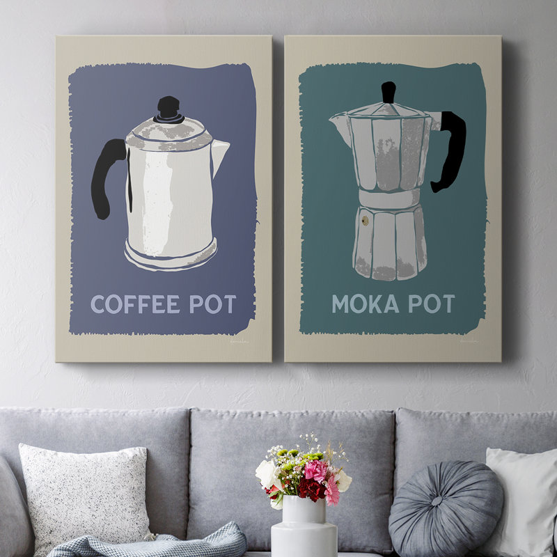 Toile tendue avec châssis Modern Coffee I-Premium - prête à être accrochée, H 60 po x l 80 po