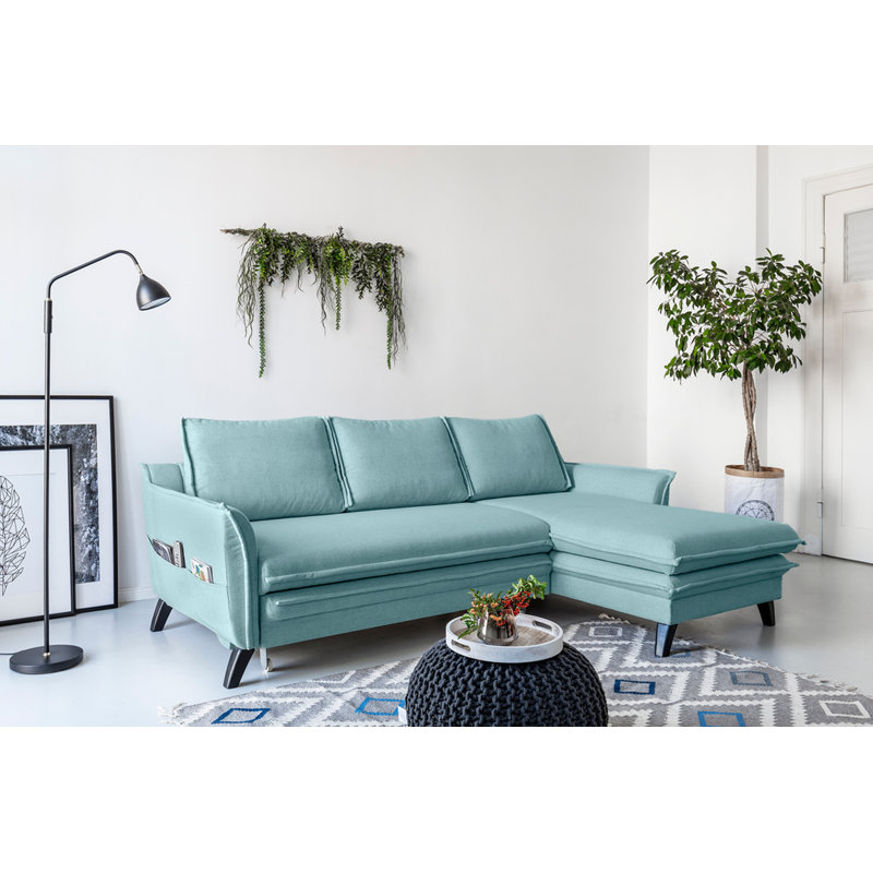 Charming Charlie 2 - Piece Upholstered Corner Sofa, Right Hand Facing, Aqua
