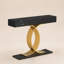 Table console étroite à 3 tiroirs, avec structure en métal, style moderne.