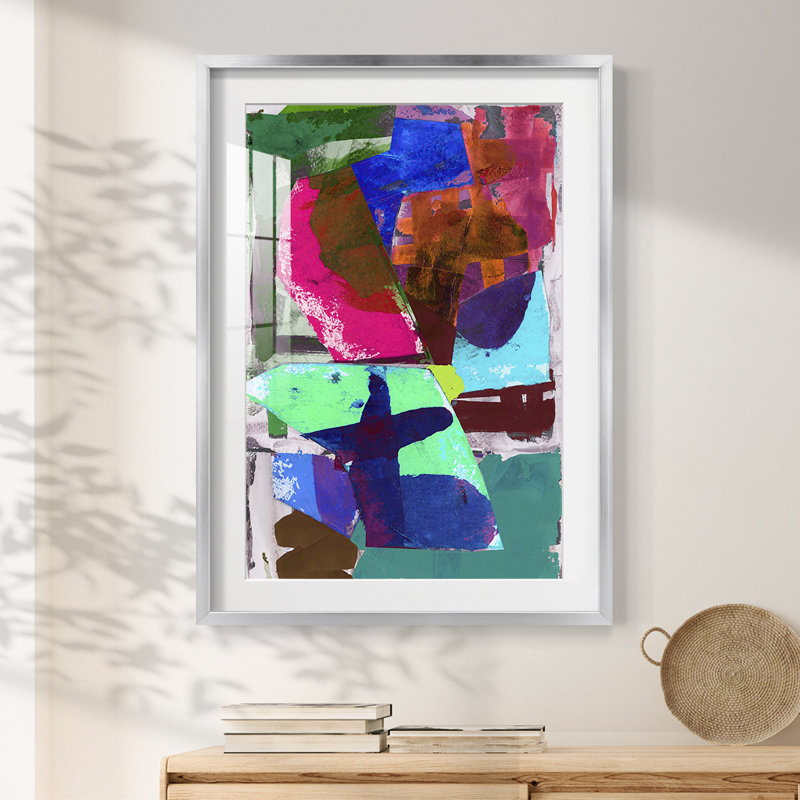Brights Strokes III - impression encadrée, H 28,5 po x l 20,5 po, Argent argent