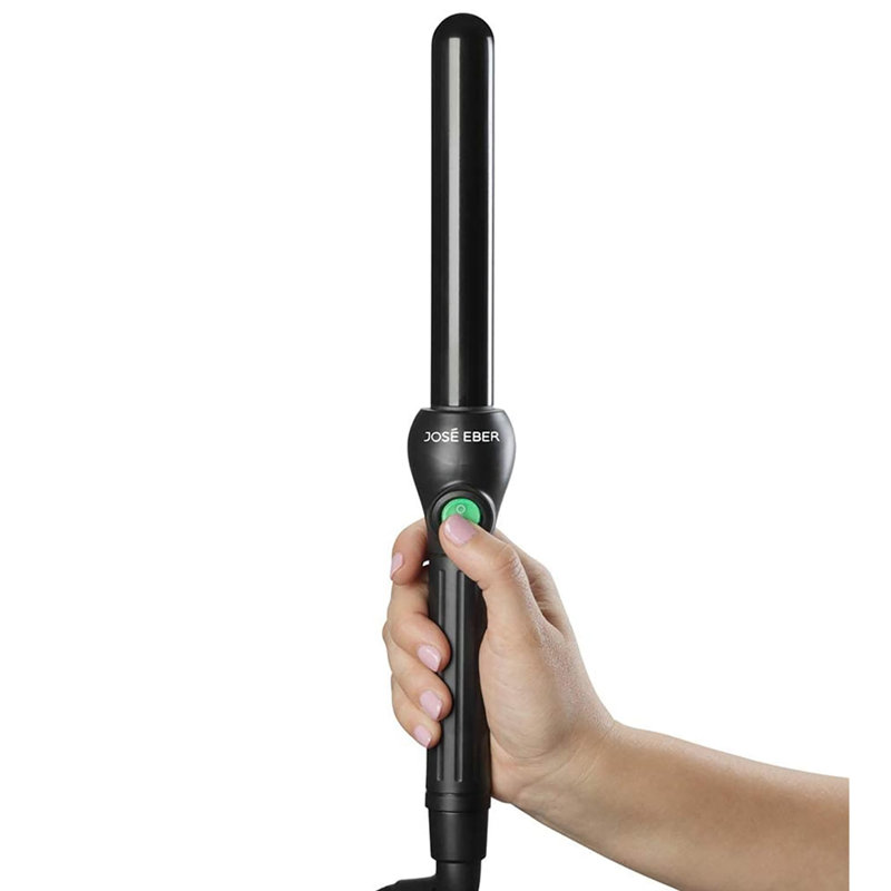 Jose Eber: Clipless Curling Iron 1" (25mm) - Black - Professional Tourmaline Ceramic Barrel, Wand Styling Tool, Ion Technology, Heat Resistant Glove