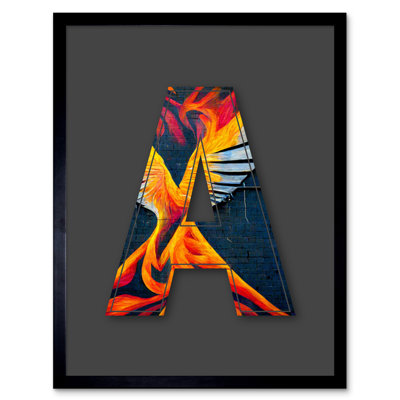 Letter A Phoenix Rising Decorative Graffiti - Single Picture Frame Print