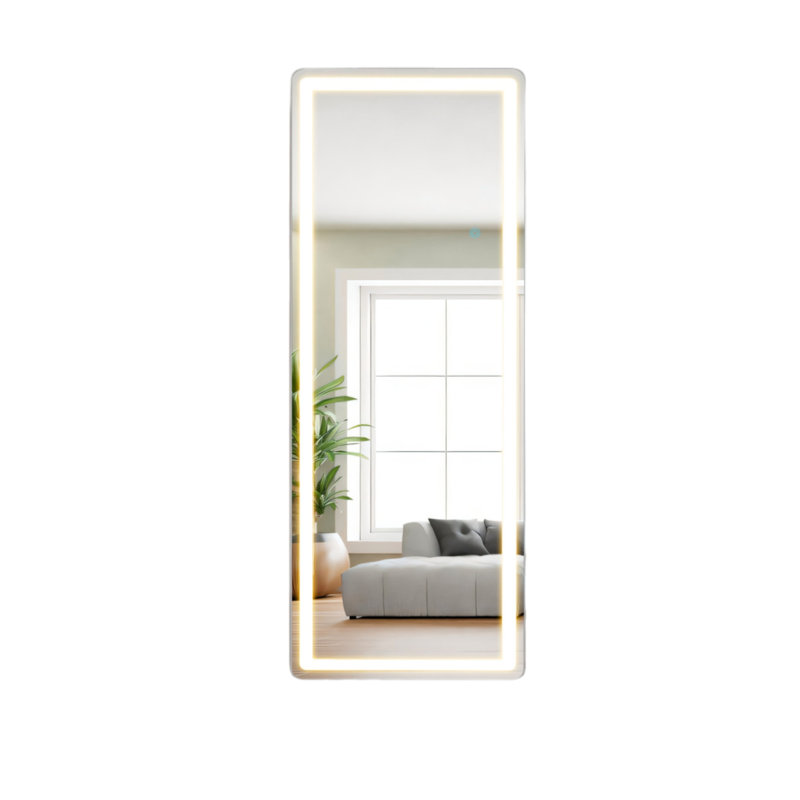 Illuminated Floor Mirror With Led Lights In Three Colours With Bracket, 59.8" x 15.7"