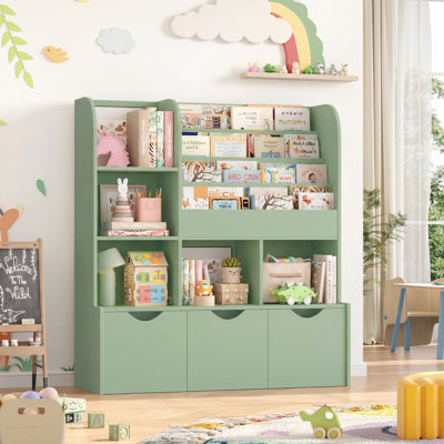 Organisateur de rangement pour jouets Annyah avec 3 bacs amovibles, bibliothèque à l'épreuve des bébés