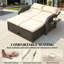 Méridienne d'extérieur en rotin PE convertible beige, dossier réglable avec repose-pieds de rangement et tables d'appoint, capacité de poids de 704 lb