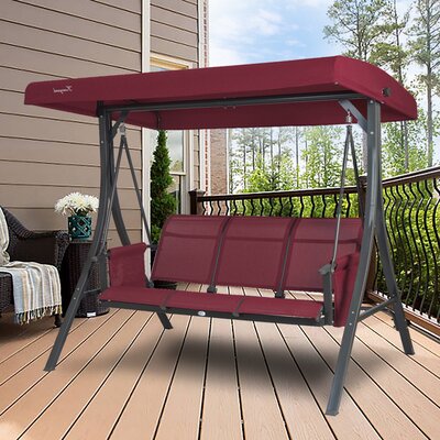 Otteridge 3 Person Outdoor Patio Swing with Powder Coated Steel Frame and Breathable Seating -  Winston Porter, 43CB912EFE72422693D93F078F6FAFFA