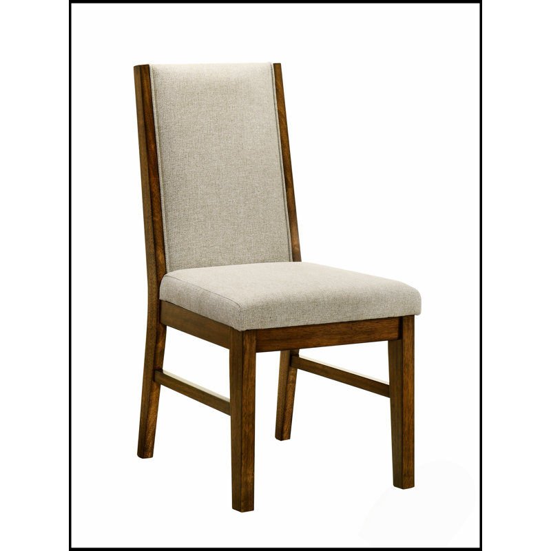 Table de salle à manger rectangulaire 5 pièces avec chaises rembourrées en bois massif fabriquées à la main en tissu neutre doux pour une salle à manger élégante
