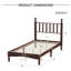 Lit plateforme simple en bois noyer rétro avec tête de lit en forme de gourde et support en lattes de bois-807852084-807852087