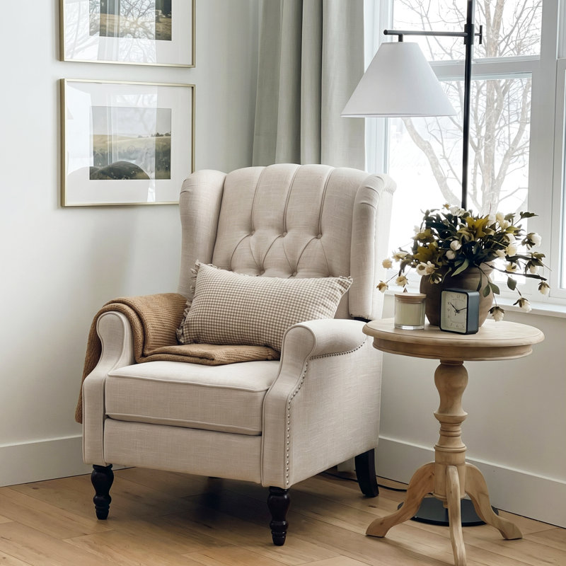 Alta Traditional 28.5" Wide Manual Wingback Recliner Chair, 41'' H x 37.75'' W x 33.25'' D, Blush