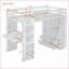Lit mezzanine simple en contreplaqué avec panneau de fibres à densité moyenne avec tablettes, bureau et amp; Lumière DEL - blanc pour les petits espaces-794206778-794206777