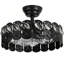 Ventilateur de plafond moderne 4 lumières 18 "noir avec cristal K9 de qualité supérieure, moteur CC réversible et télécommande