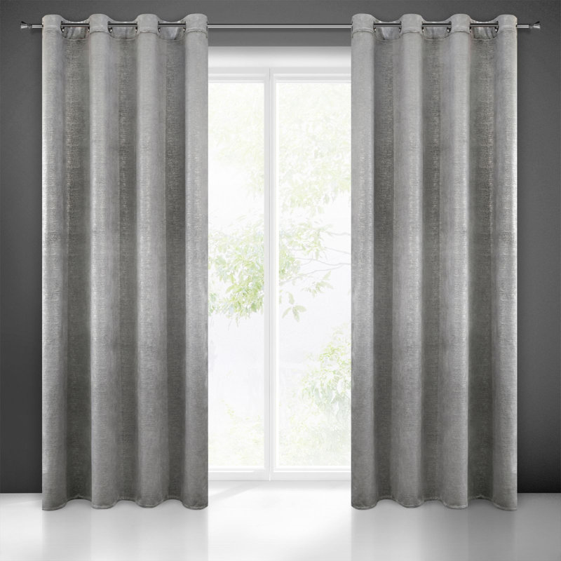 Addine Eyelet Blackout Curtain, Graphite