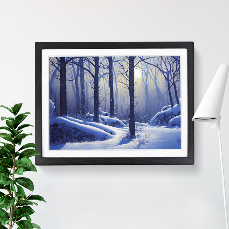 XH1022-6715X Painted Winter Forest Vol.3 - Single Picture Frame Print, 46cm H x 64cm W x 2cm D, Black
