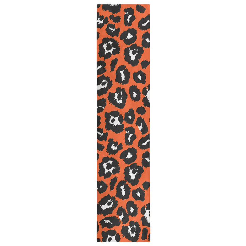 Animal Print Table Runner, 72" x 16", Orange/Black/White