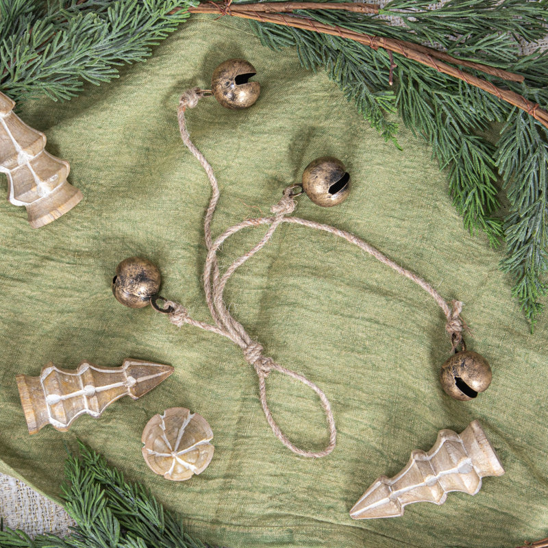 Hanging Metal Jingle Bells with Jute Rope