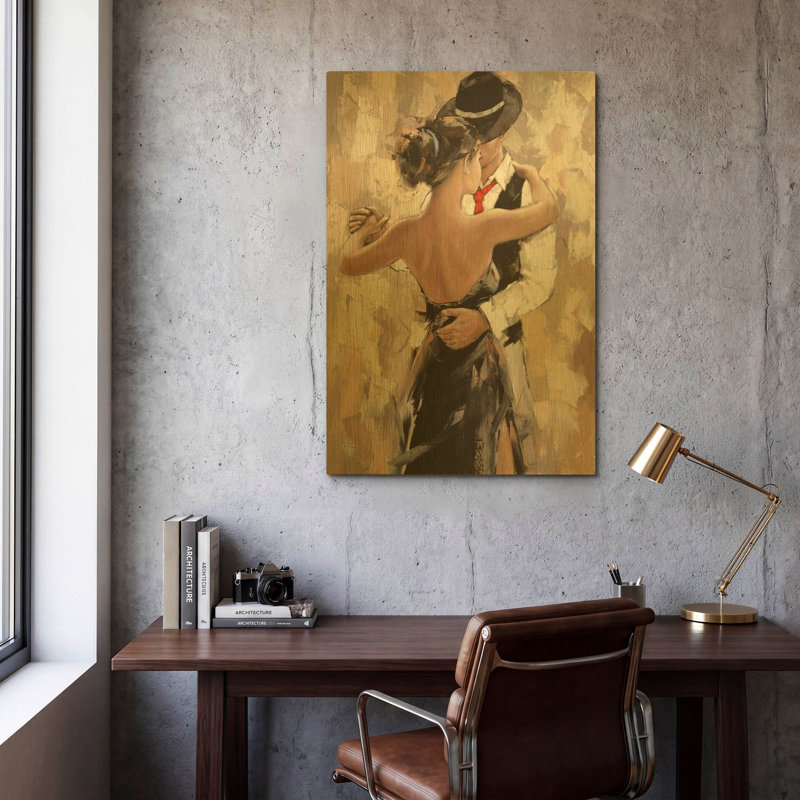«Tango» par Alexander Gunin, art mural en métal doré, 24 po x 36 po, 24 po x 36 po