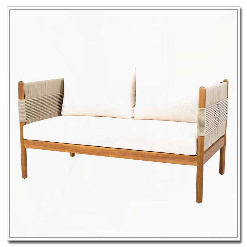 Canapé d'extérieur en bois d'acacia, Beige, crème, teck