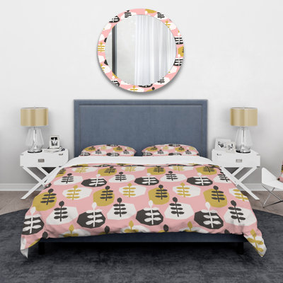 Ensemble de housse de couette moderne jaune et vert Pastel Retro II - microfibre de polyester