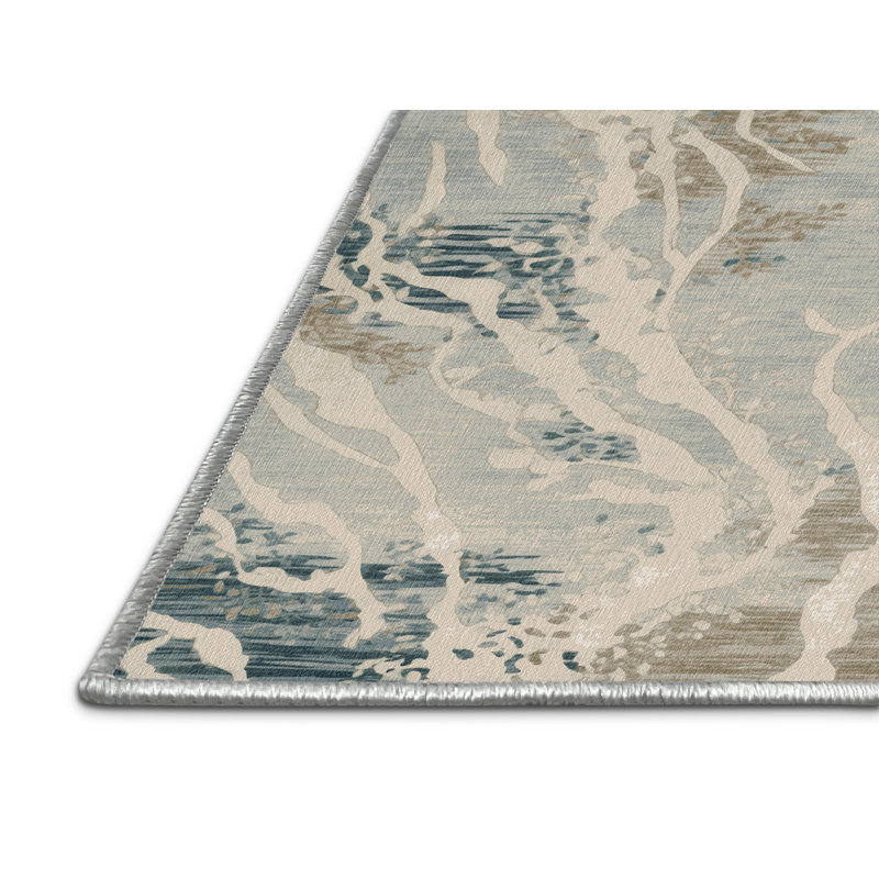 Tapis beige lavable à la machine, Carré 4 pi
