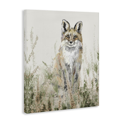 Art mural sur toile, "Fox in Meadow Landscape", par Patricia Pinto