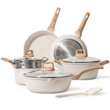 Carote White Granite Nonstick Cookware Set 10 Pcs Healthy Cooking Pots and Pans