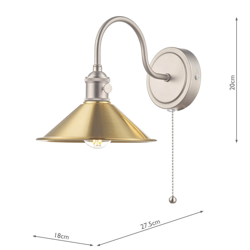 Wall Light, Antique Chrome, Gold