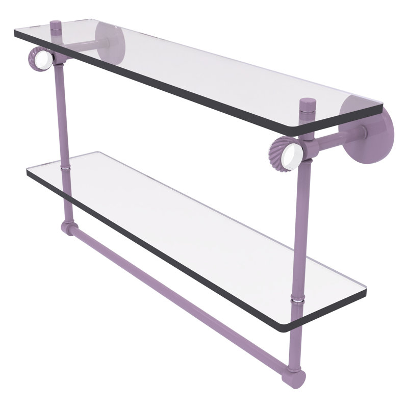 Tablette flottante 2 pièces avec barre à serviettes Clearview, H 12,8 po x l 22 po x P 5,6 po, Lavande