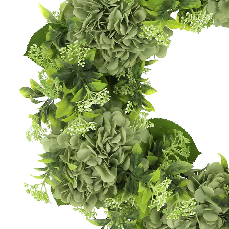 Seafoam Green Hydrangea with Budding Flower Wreath