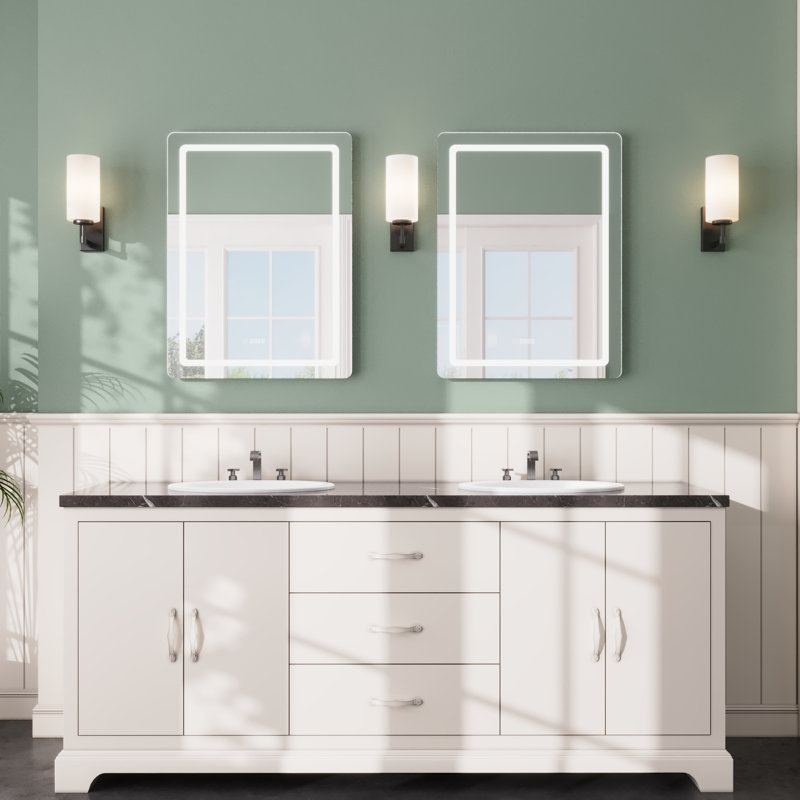 Modern Frameless LED Lighted Bathroom / Vanity Mirror with 3 Colour Adjustable, Memory Function, Anti-fog, Time Mode Control