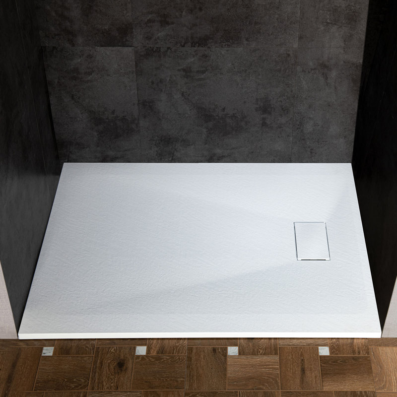 47.25" L X 35.4" W Solid Surface Low-Profile Shower Base: Non-Slip, Reversible Drain, Wheelchair-Friendly, Available in 4 Colors