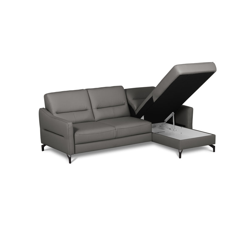 Falkirk Leather Corner Sofabed, Right Hand Facing, Grey