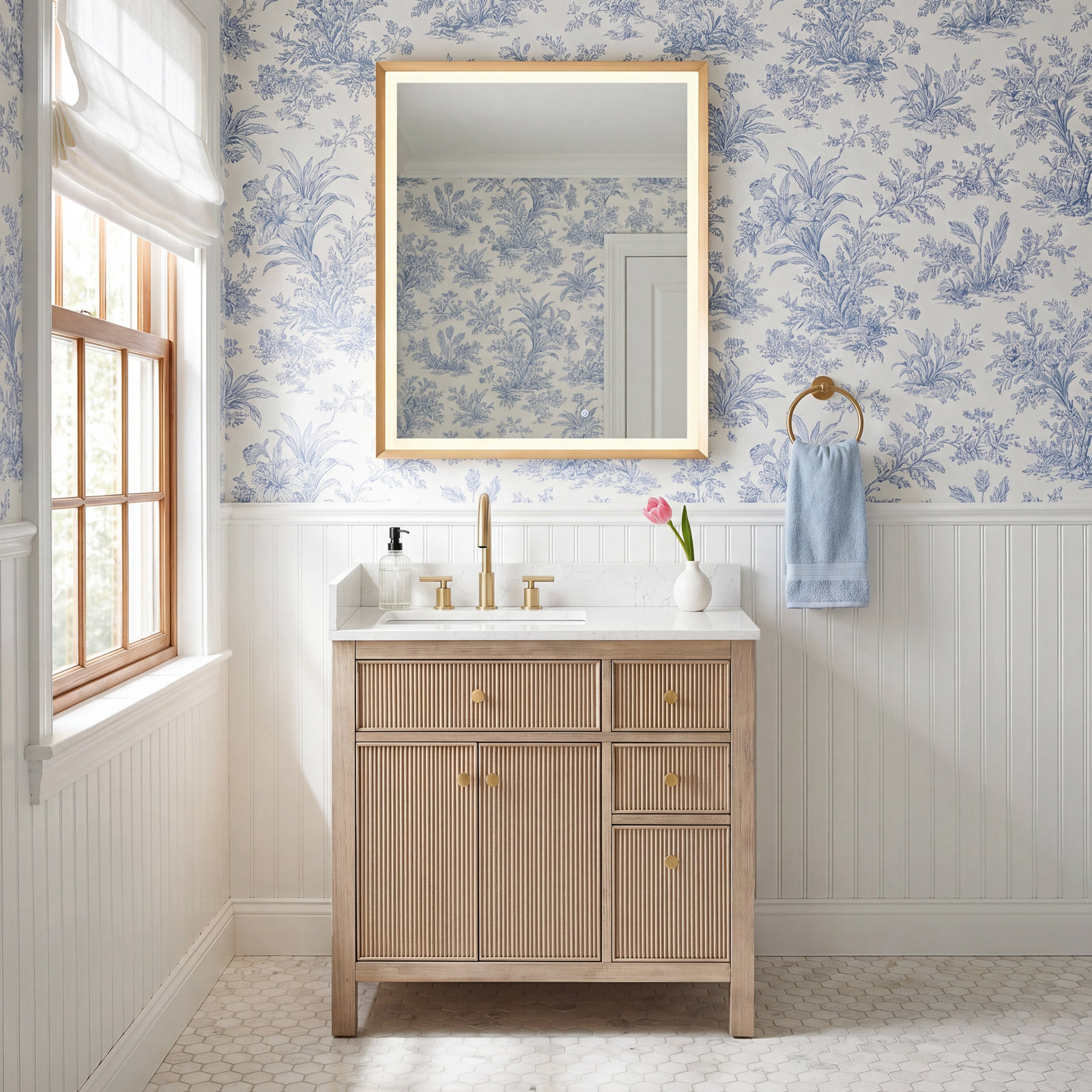 Lala 36" Single Bathroom Vanity, Natural Oak