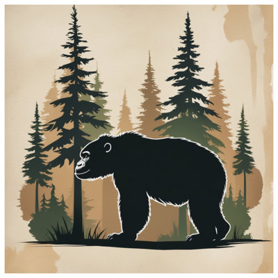Black Bear In Forest Canvas Gallery Wrap in Many Sizes