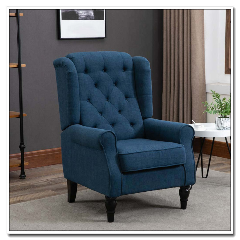 Button-Tufted High Wingback Chair with Thick Padding