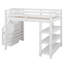 Lit mezzanine avec escalier de rangement et tablettes, structure de lit mezzanine en bois massif avec petite armoire et lumière DEL-2018168927