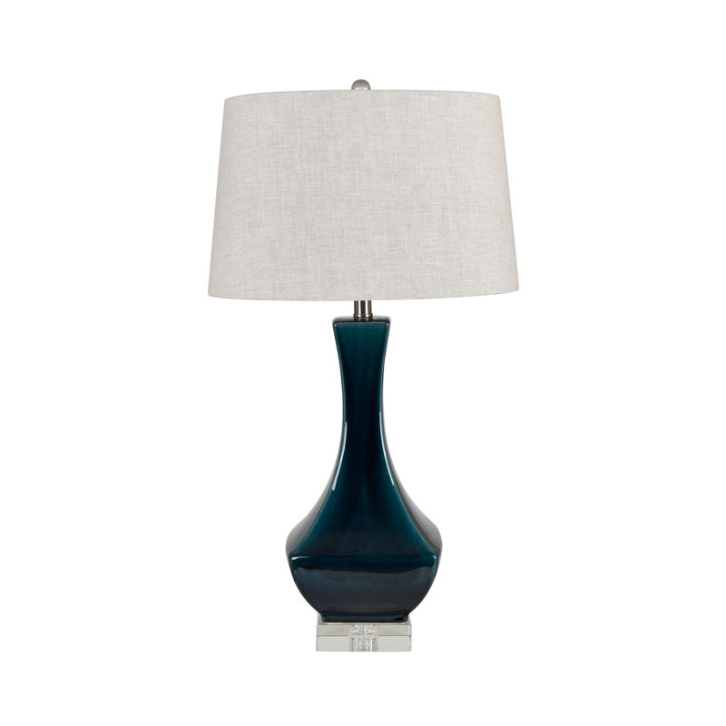 31" Ceramic Table Lamp With White Shade