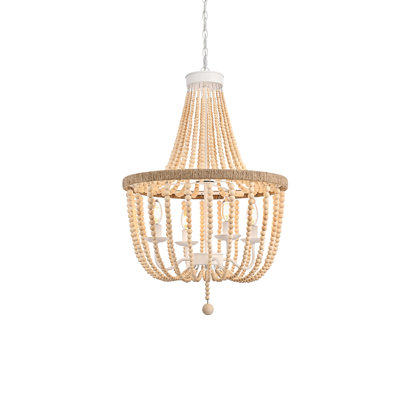 Hudson 20 inch Beaded Pendant in Beige